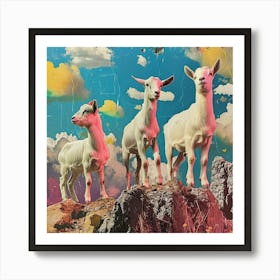 Mountain Goat Kitsch Collage 1 Art Print