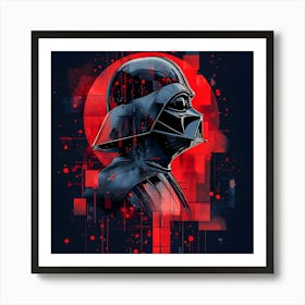 Galactic Knight Art Print - Red and Black Abstract Design Art Print