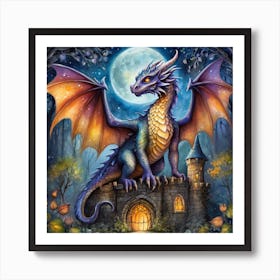 Dragon At Night 1 Art Print