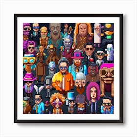 Pixel Characters Art Print