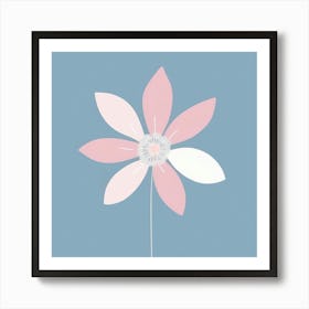 A White And Pink Flower In Minimalist Style Square Composition 107 Art Print