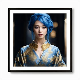 Blue Haired Woman Art Print