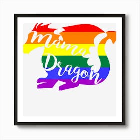 Mama Dragon Rainbow Colored Dragon Art Print