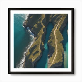 Aerial View Of Cliffs And Ocean Art Print