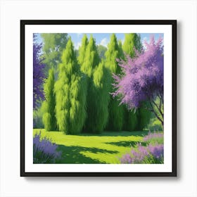 Purple Trees In A Garden Art Print