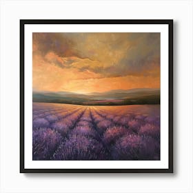 Sunset Over Lavender Fields 2 Art Print