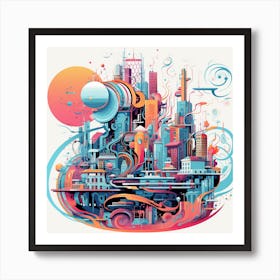 Futuristic Cityscape Art Print