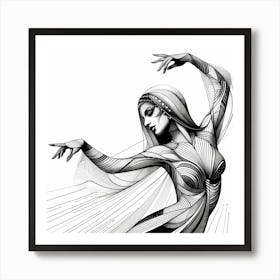 Belly Dancer - Abstract Line Art Illustration 228 Art Print