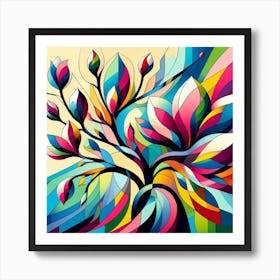 Abstract modernist Magnolia tree Art Print