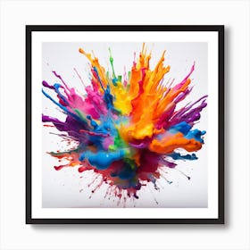 Colorful Paint Splash On White Background Art Print
