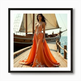 Orange Wedding Dress Art Print