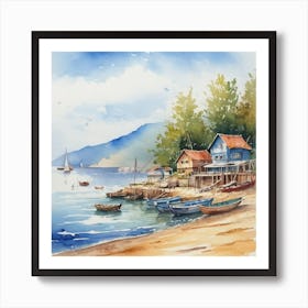 Watercolor On The Beach Art Print