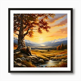 Bear At Sunset Art Print