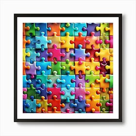 Colorful Puzzle Pieces Art Print