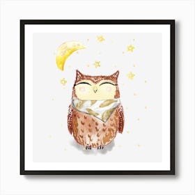 Owl In The Night Sky Art Print