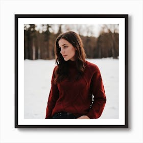 Woman In A Red Sweater Art Print
