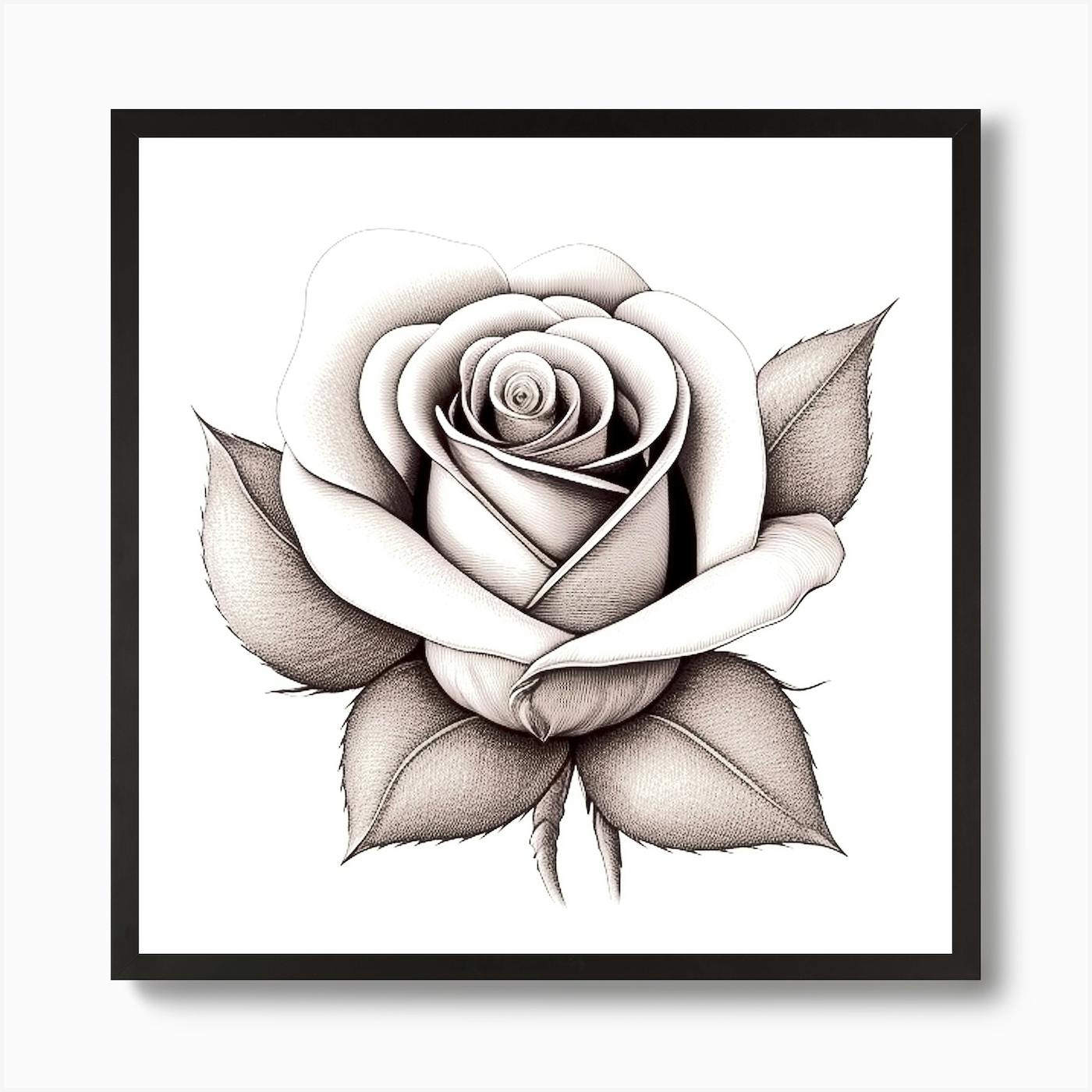 Rose Sketch Stock Illustration - Download Image Now - Rose - Flower,  Tattoo, Stencil - iStock
