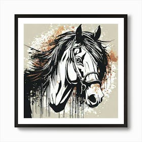 Illustration grunge Horse 2 Art Print