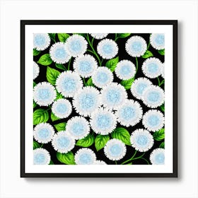 Chrysanthemums On Black Background Art Print