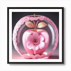 Pink Apple In A Glass Ball Art Print