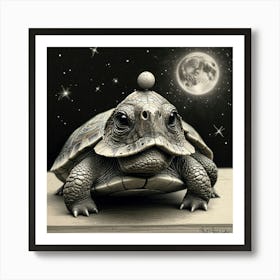 Turtle In The Moonlight Art Print