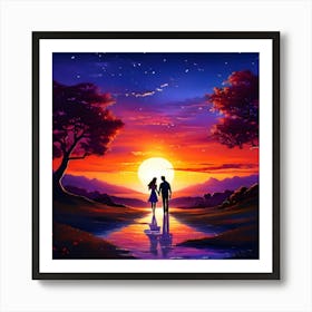 Sunset Couple 1 Art Print