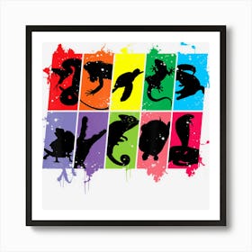 Reptile Lover Pet Snake Lizard Colorful Retro Art Print