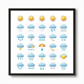 Set Of Colorful Weather Icons Art Print