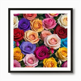 Colorful Roses Seamless Pattern 1 Art Print