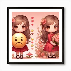 Cute Girl With Flowers 8 Art Print