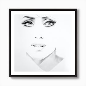 Lady Gaga Pencil Drawing Portrait Minimal Black and White Art Print