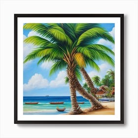 Palm Trees On The Beach 3 Art Print