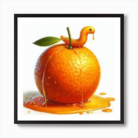 Worm On An Orange Art Print