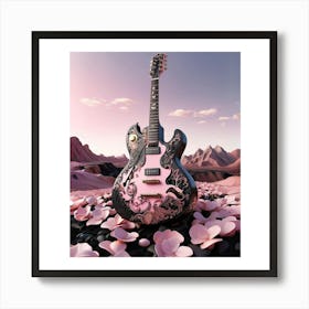 Rhapsody in Pink and Black Guitar Wall Art Collection 15 Art Print