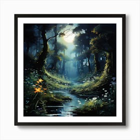 Forest At Night 1 Art Print