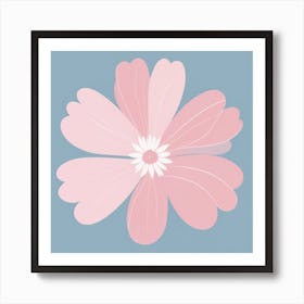 A White And Pink Flower In Minimalist Style Square Composition 67 Art Print