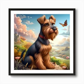 Welsh Terrier And Butterfly Art Print
