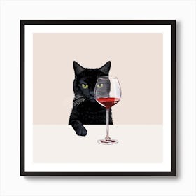 23 Winecat Black Rgb Art Print