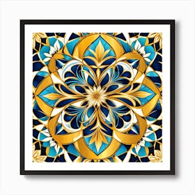 Gold And Blue Mandala Art Print