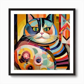 Funny Fat Cat In The Style Of Picasso2 Art Print