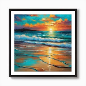 Sunset On The Beach 1067 Art Print