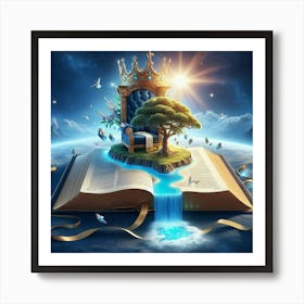 Tree & River Of Life Book Art Print