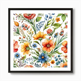 Watercolor Floral Seamless Pattern Art Print