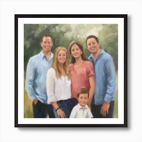 A heartwarming and candid family portrait, capturing a genuine moment of connection and joy between family members. This personalized and emotionally resonant portrait can serve as a beautiful centerpiece for family-oriented home decor, appealing to those who cherish the bonds of family Art Print