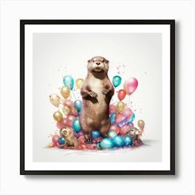 Birthday Otter Art Print