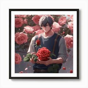 MAN HOLDING ROSE Poster