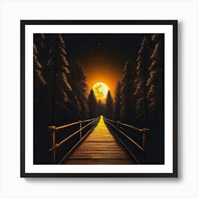 Full Moon Bridge Art Print