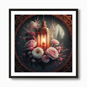 Roses And Lantern Art Print