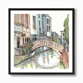 Venice Bridges Square Art Print