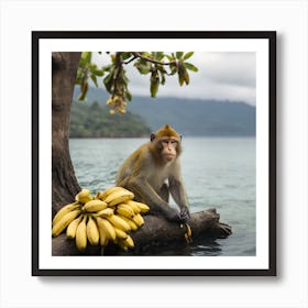 Monkey On Bananas Art Print